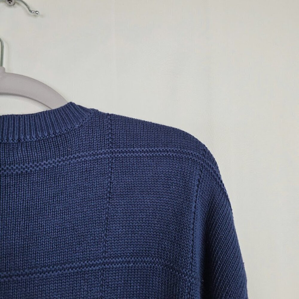 Vintage KNIGHTSBRIDGE Men's Pullover Sweater Size L NAVY BLUE Preppy 100% Cotton - Picture 8 of 8